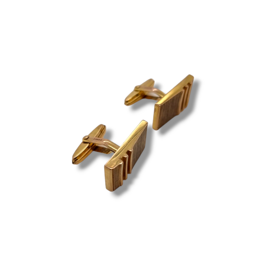 9ct Gold Rectangular Bar Link Cufflinks