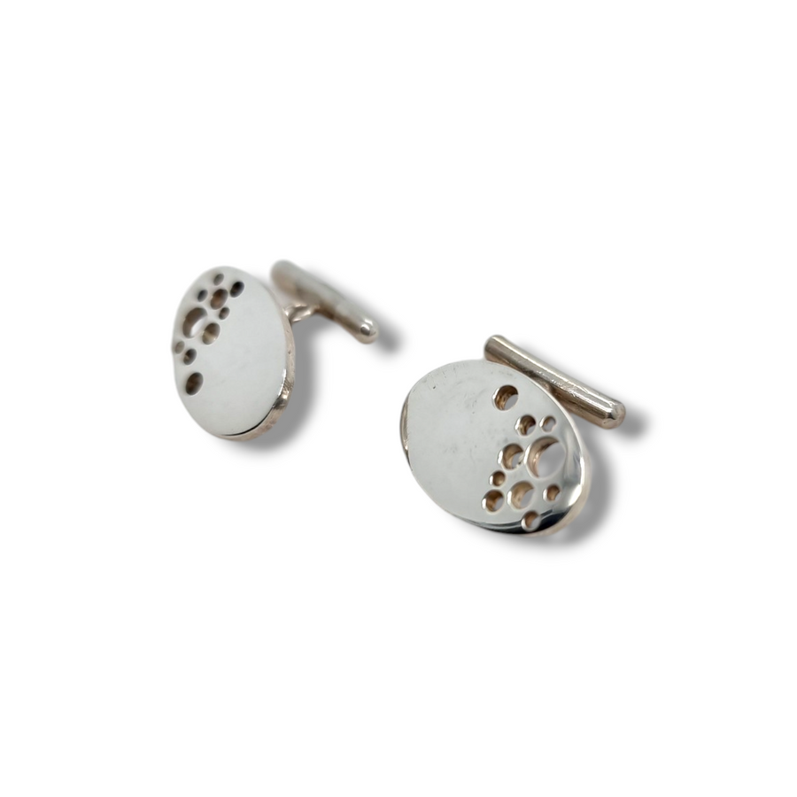 Silver Oval Hole Cufflinks