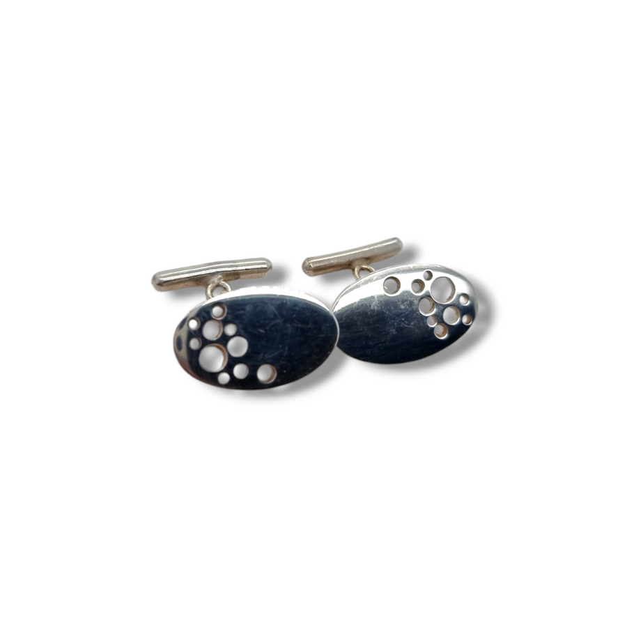 Silver Oval Hole Cufflinks