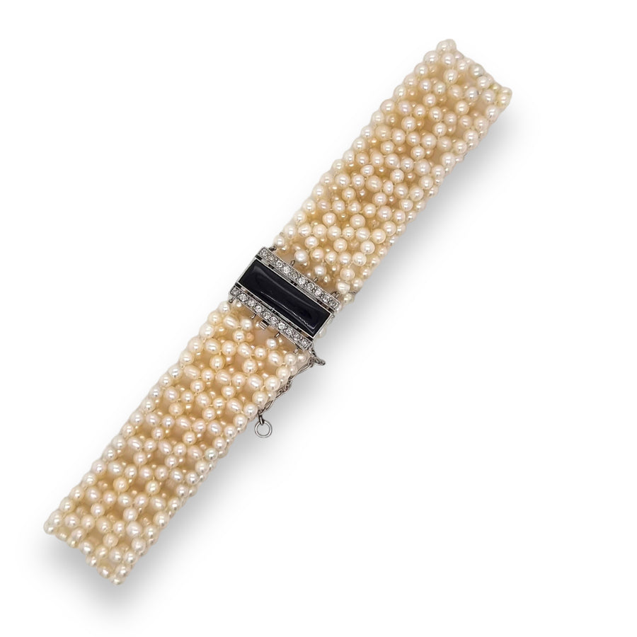Black Onyx & Diamond Pearl Bracelet