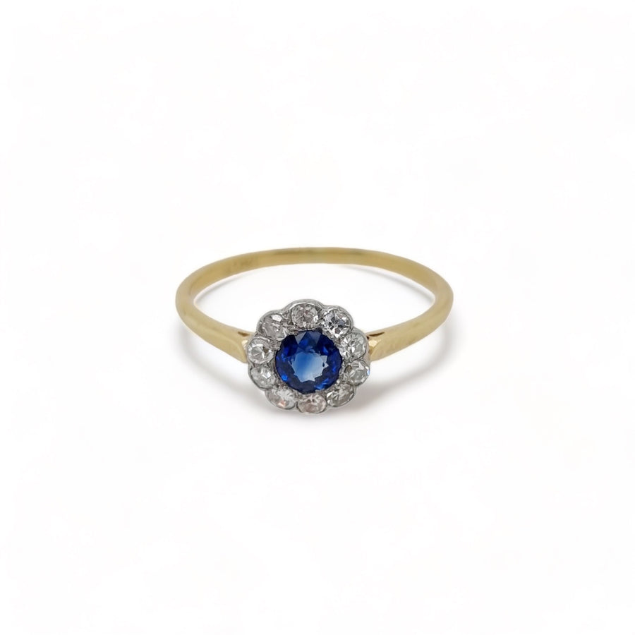 Sapphire & Diamond Daisy Cluster Ring