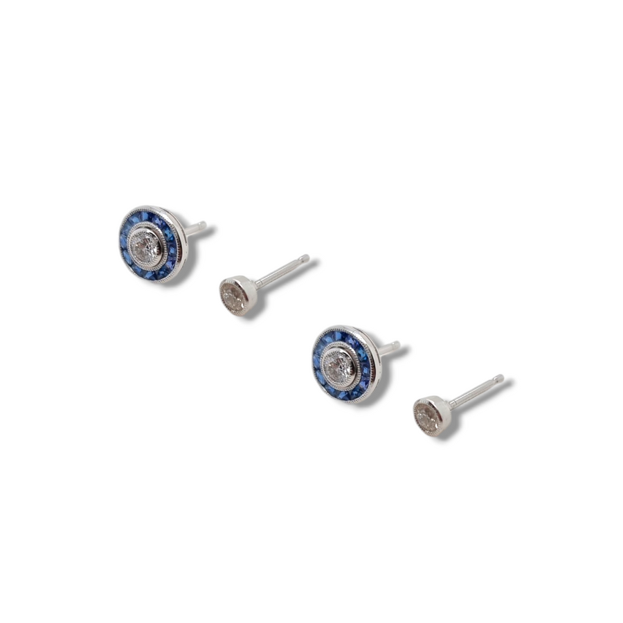 0.30ct Interchangeable Sapphire & Diamond Stud Earrings