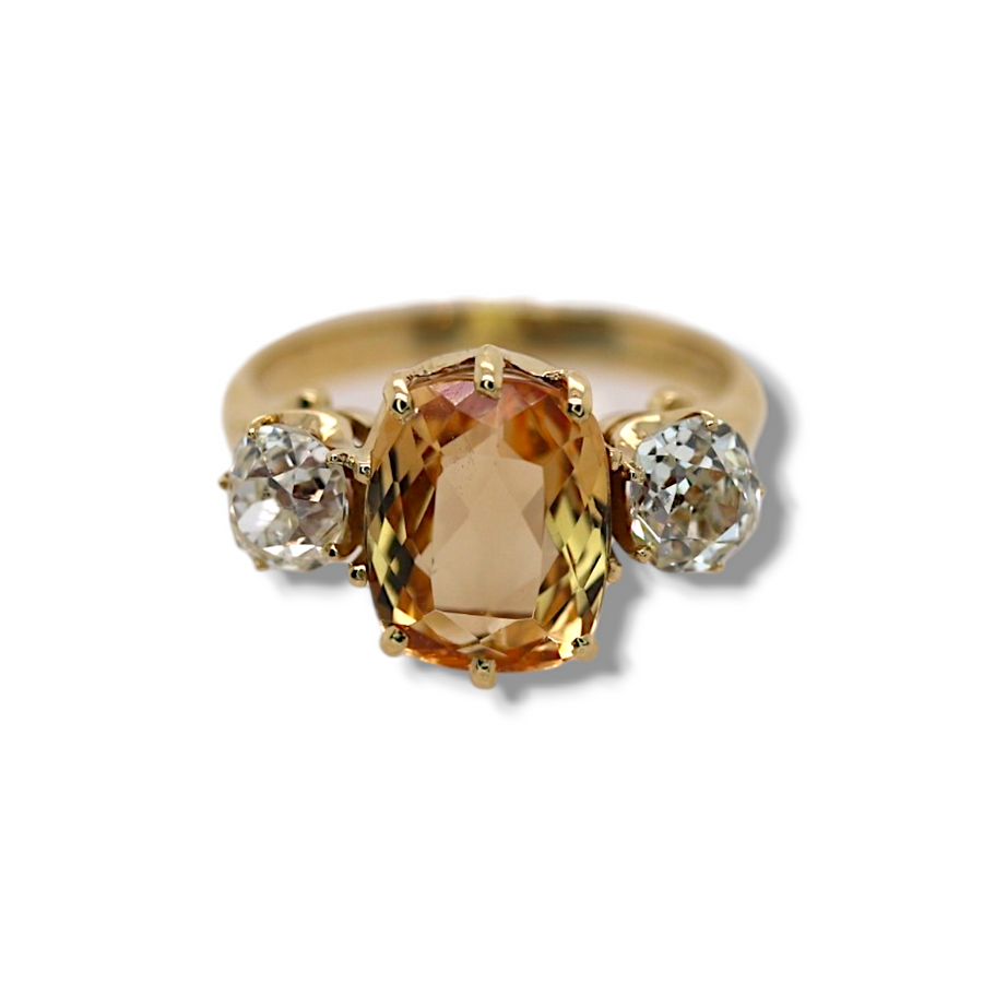 18ct Topaz & Diamond Three Stone Ring