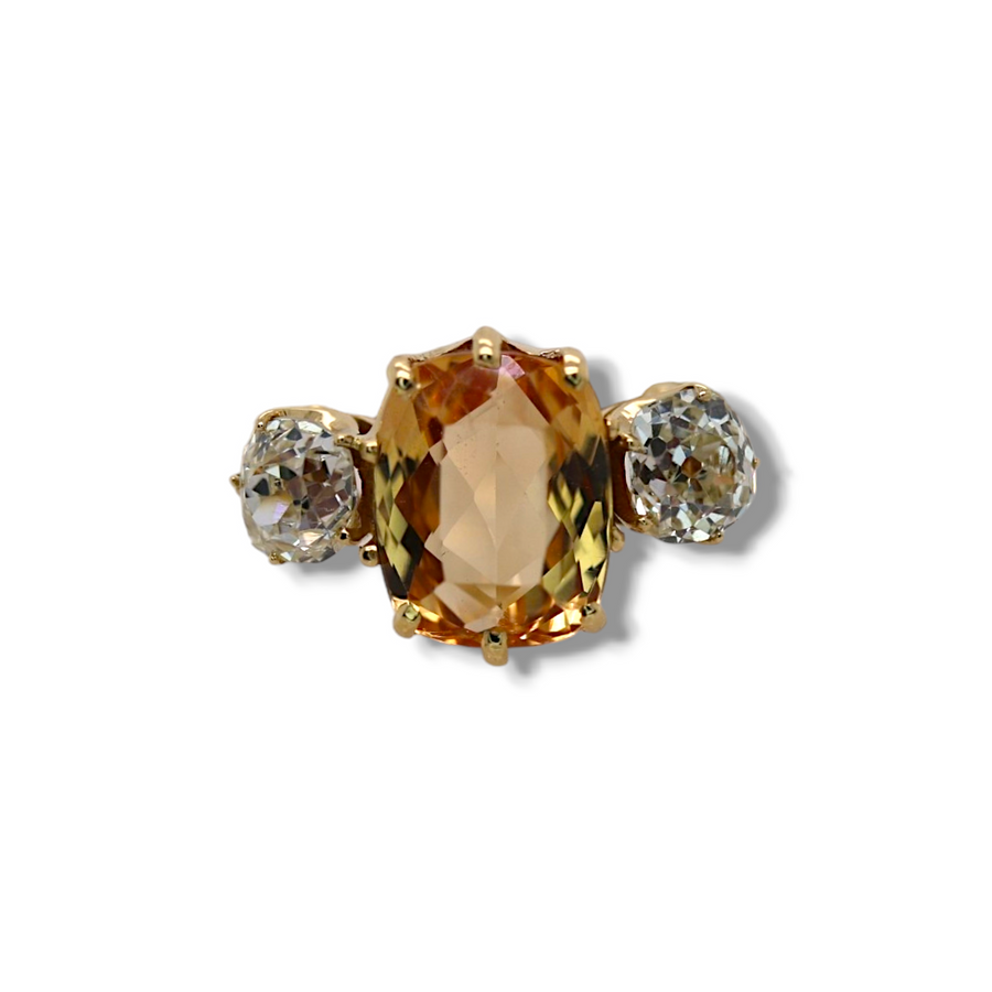 18ct Topaz & Diamond Three Stone Ring