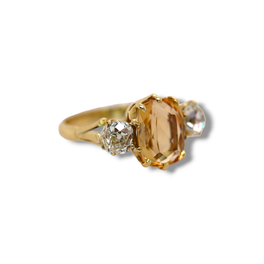 18ct Topaz & Diamond Three Stone Ring