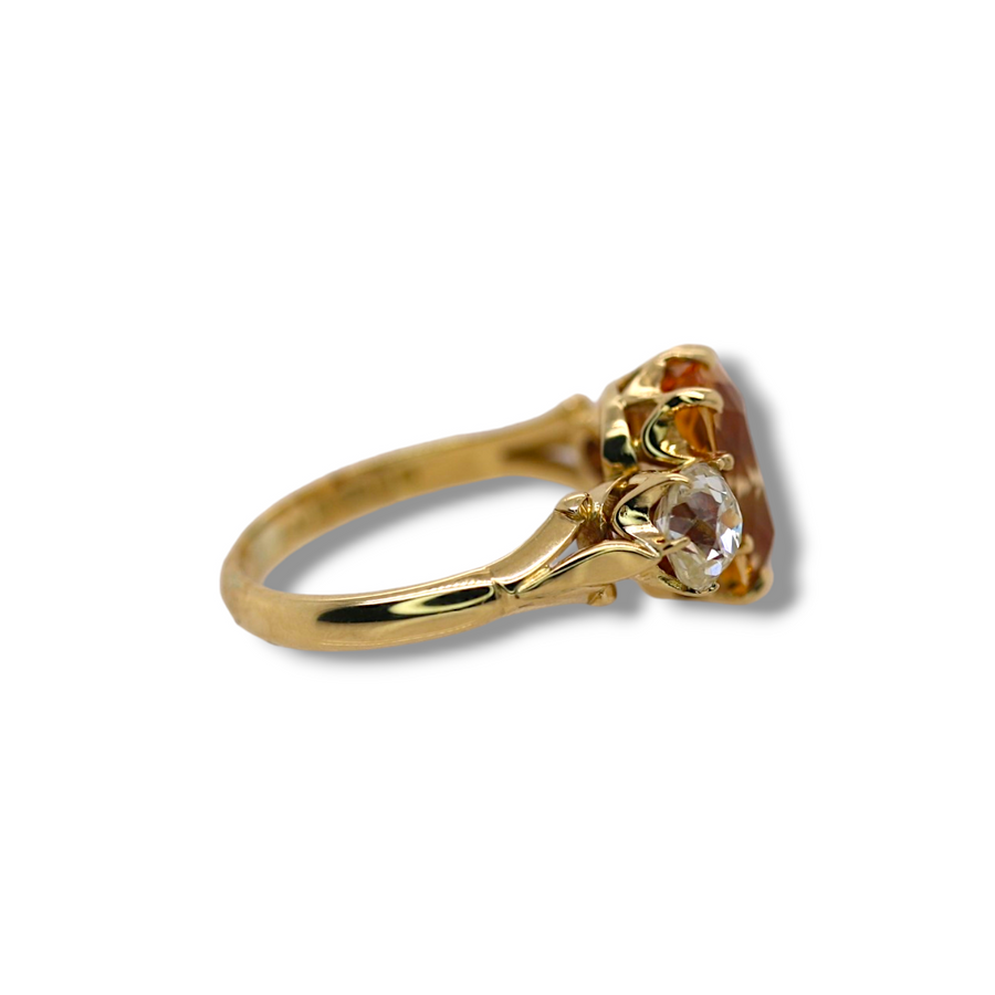 18ct Topaz & Diamond Three Stone Ring