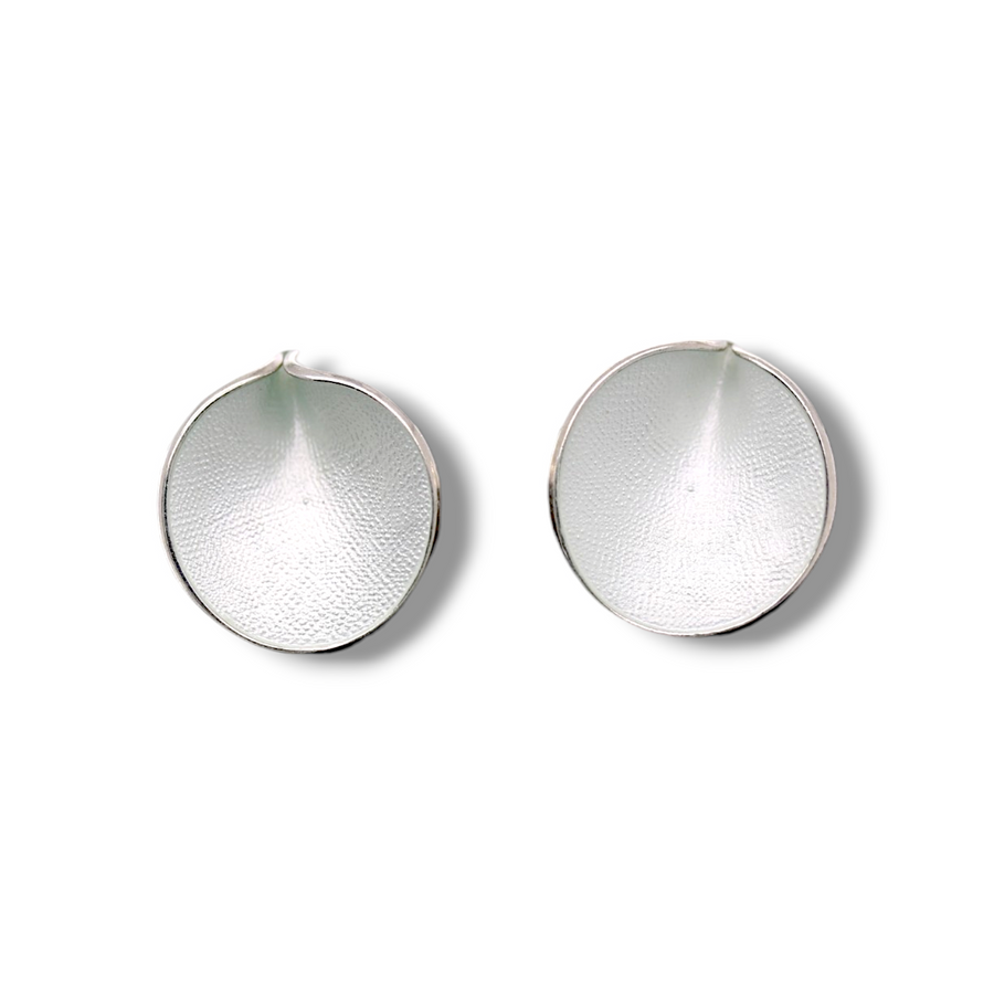 Silver Enamel Lily Pad Earrings