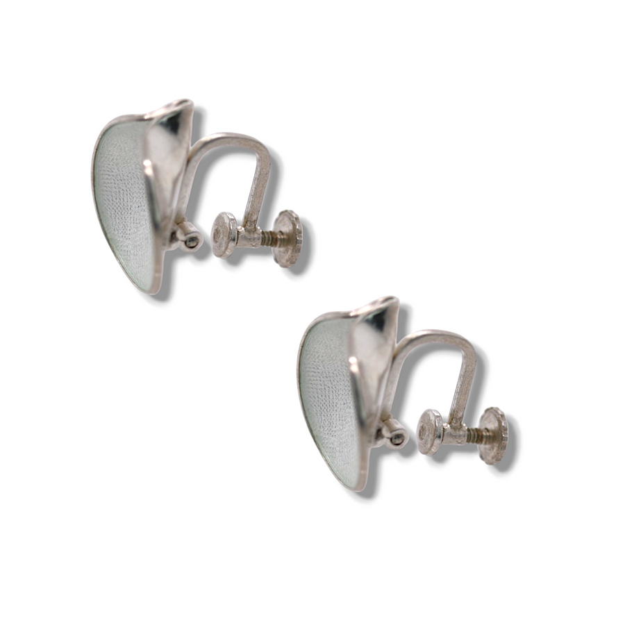 Silver Enamel Lily Pad Earrings