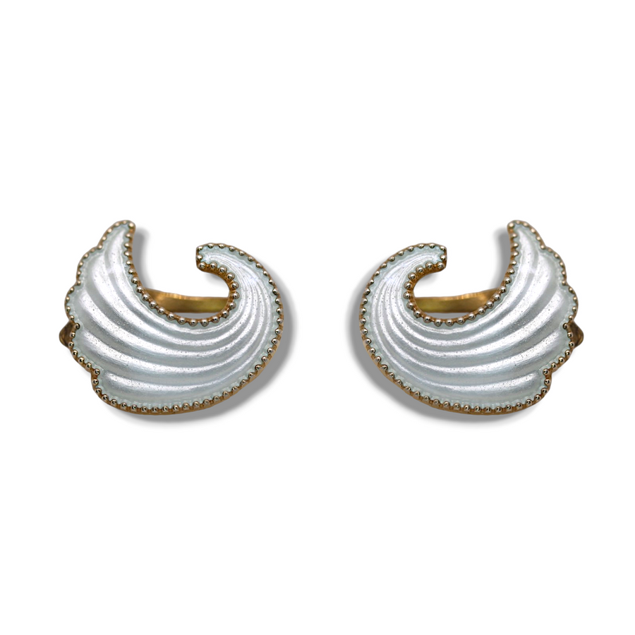 Silver Gilt Enamelled Wave Earrings