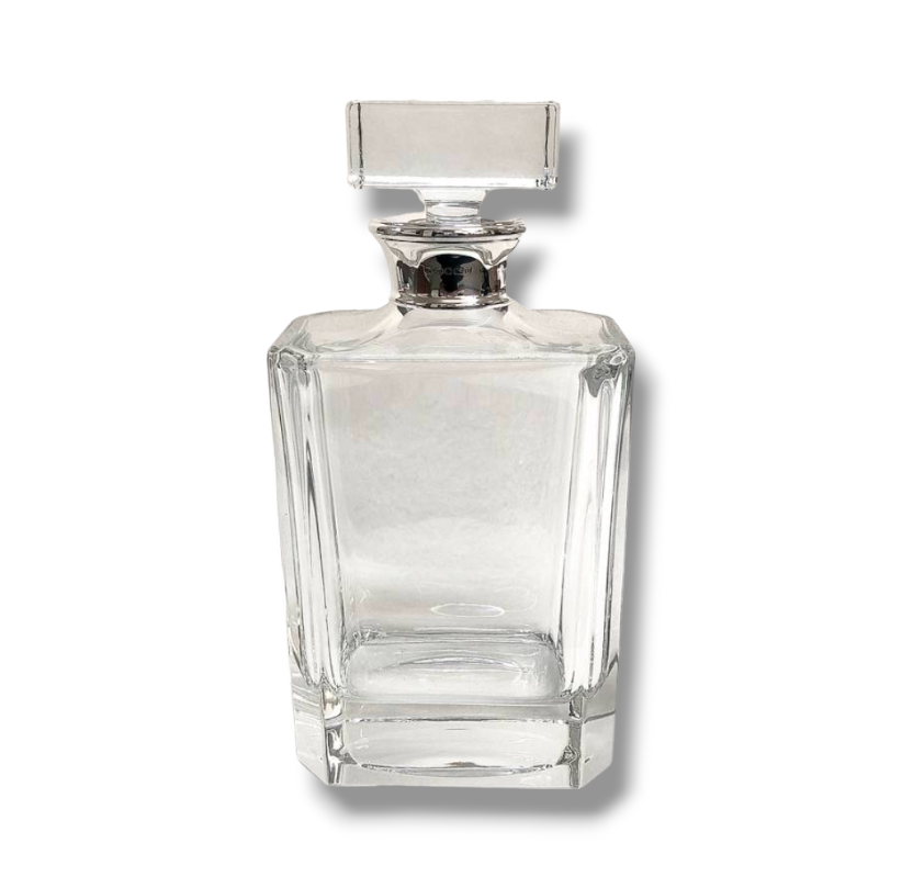 Rectangular Silver Rimmed Bourbon Decanter