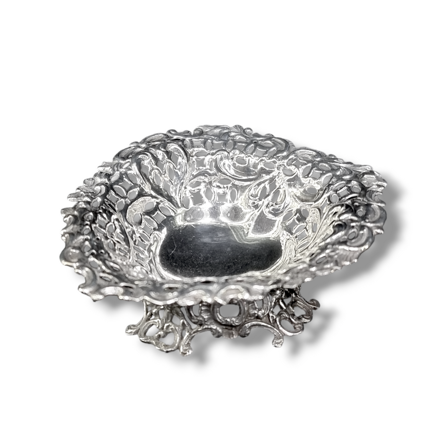 Silver Heart Shaped Pedestal Dish