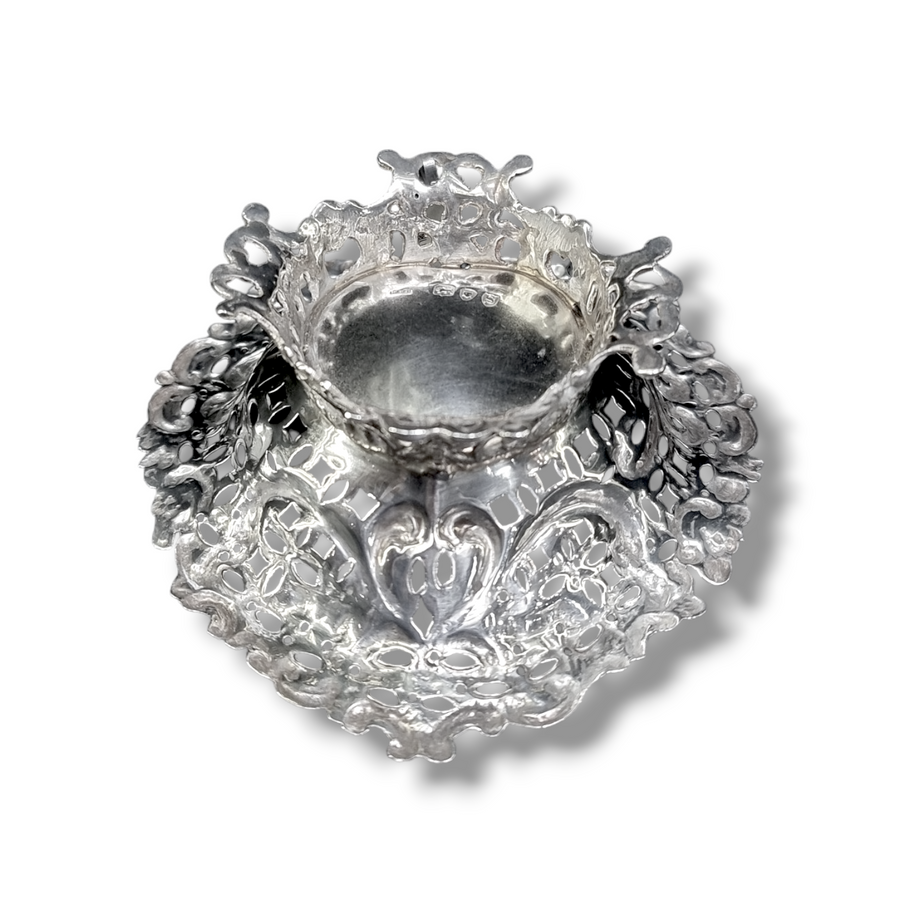 Silver Heart Shaped Pedestal Dish