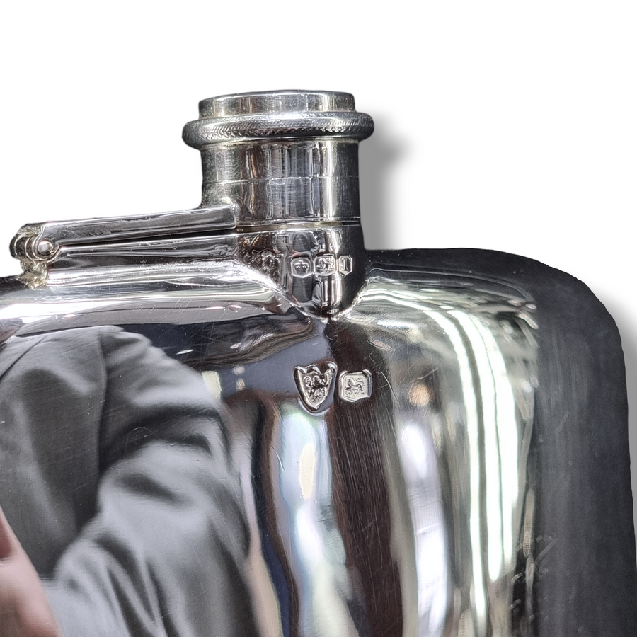 1920's Large Silver Hip Flask