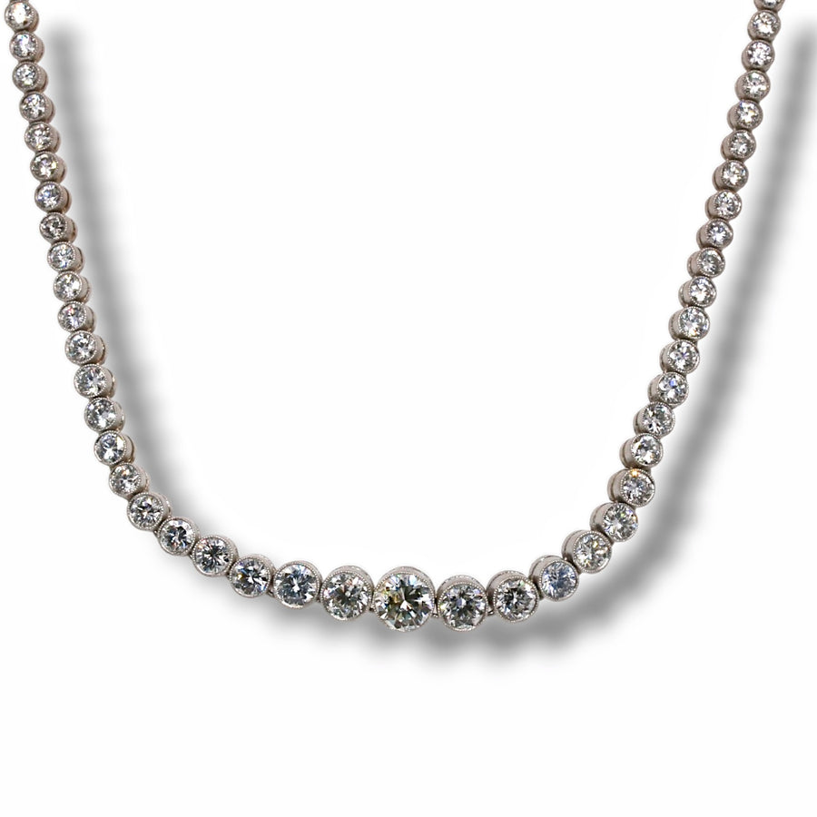 Platinum 12ct Round Brilliant Rivière Necklace