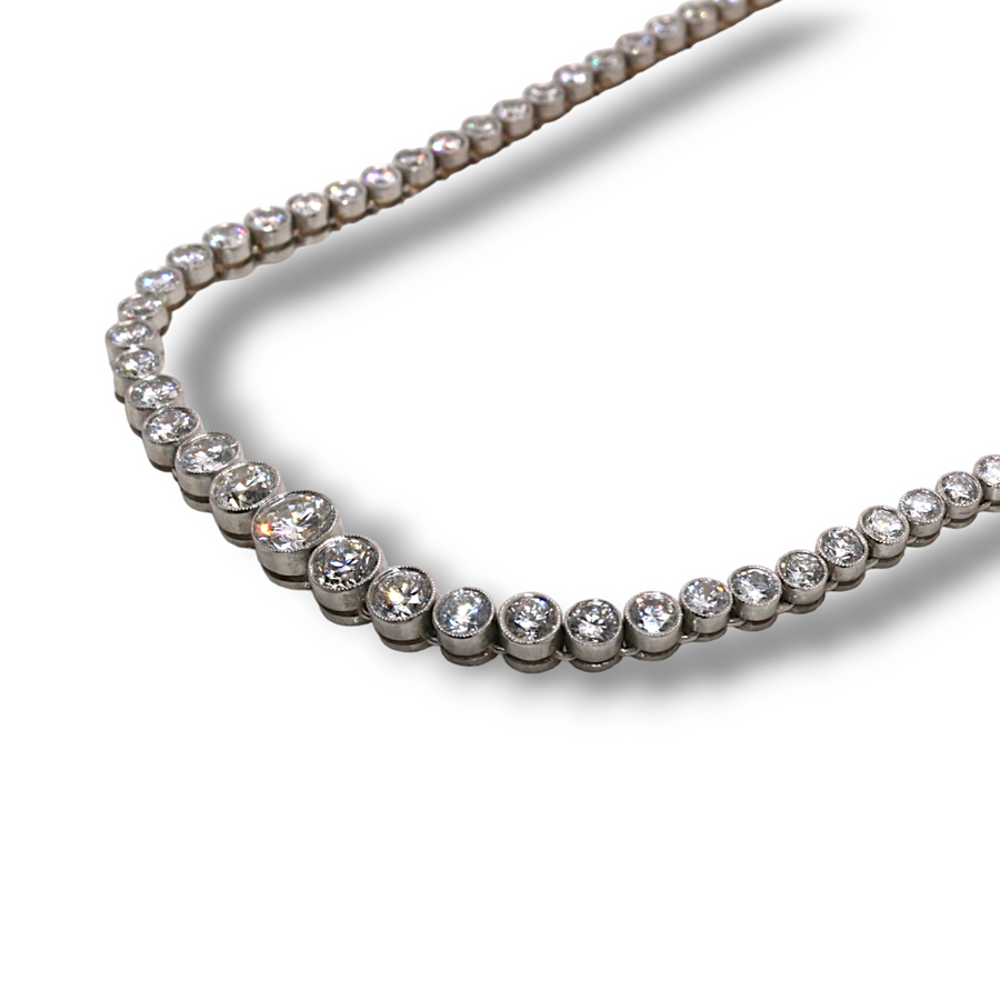 Platinum 12ct Round Brilliant Rivière Necklace