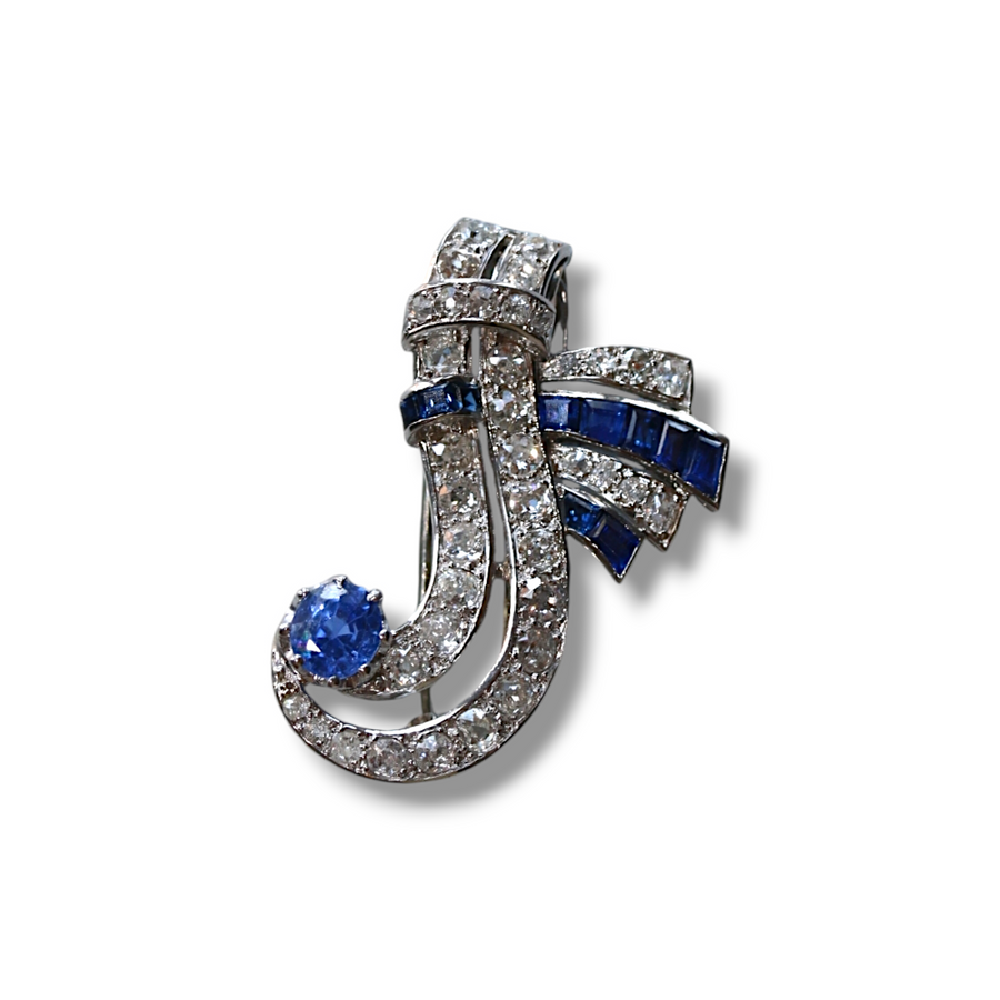 Abstract Sapphire & Diamond Brooch