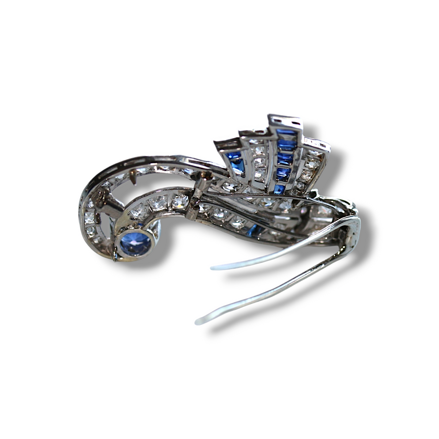 Abstract Sapphire & Diamond Brooch