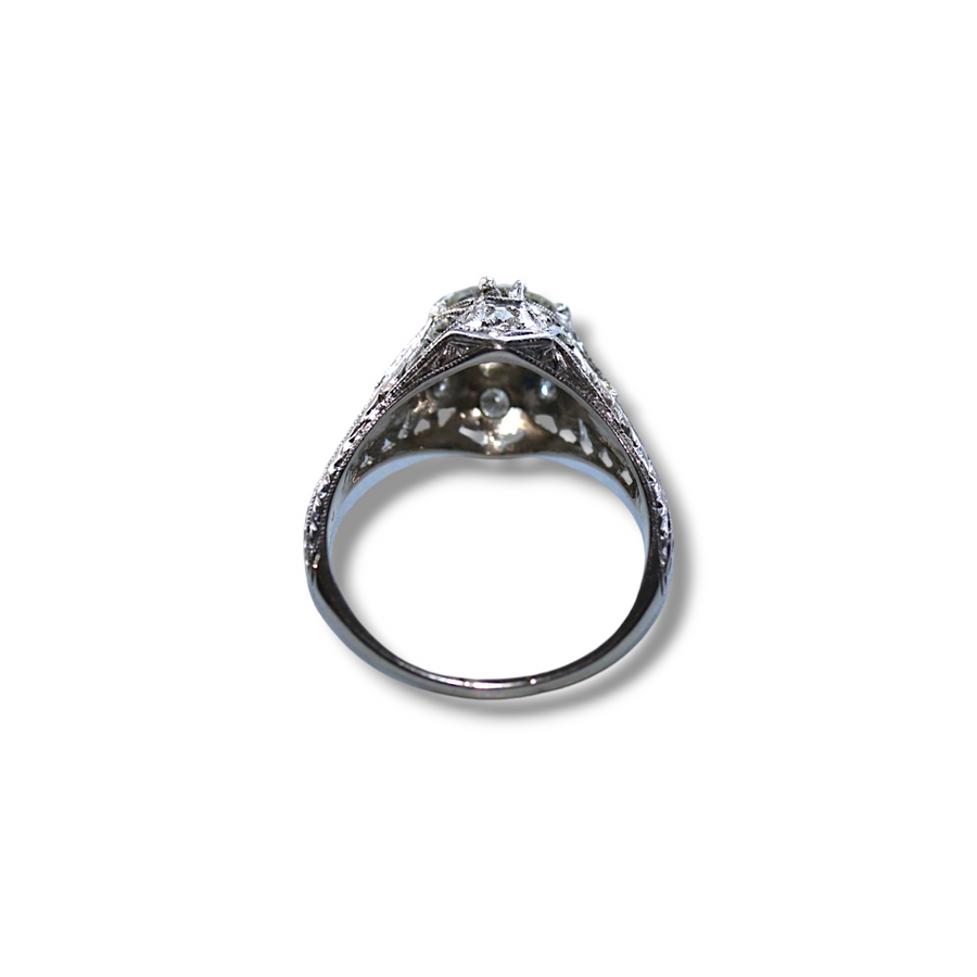 Edwardian Filigree Diamond & Sapphire Ring