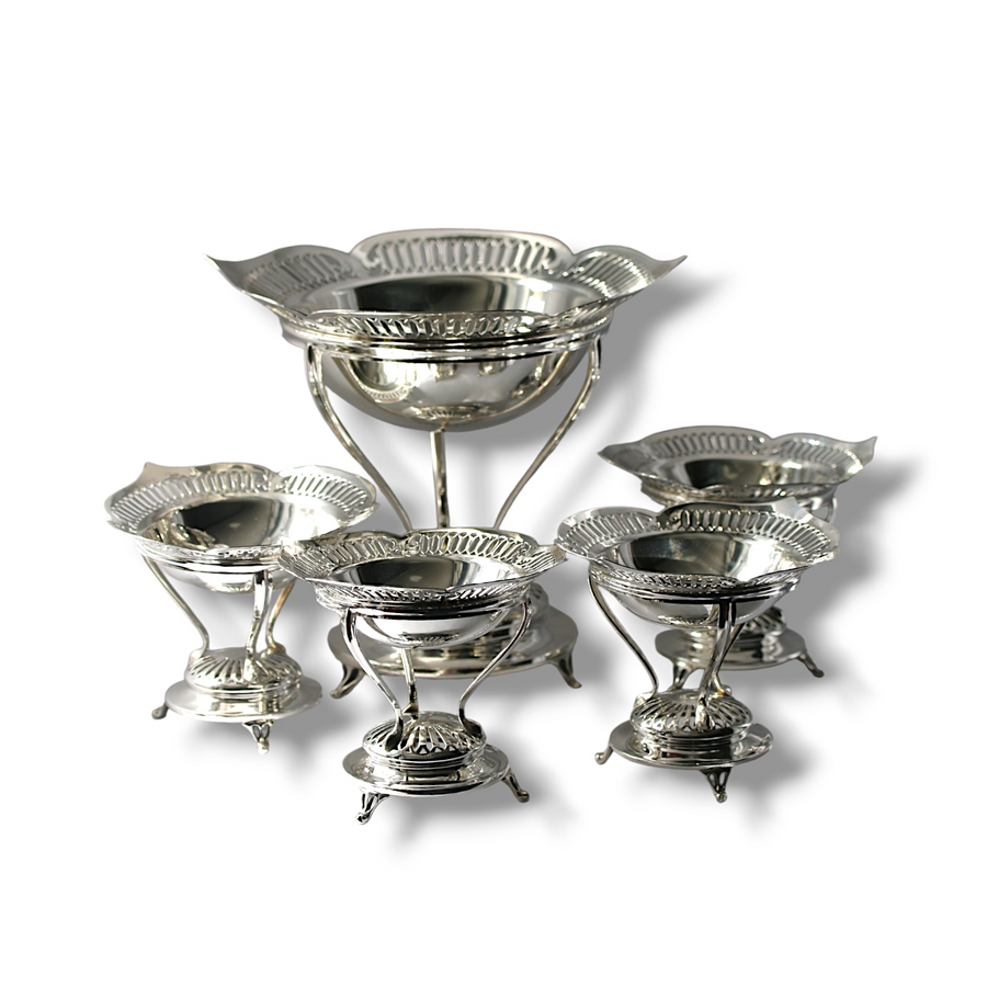 Edwardian 5 Piece Pierced Silver Dish Set