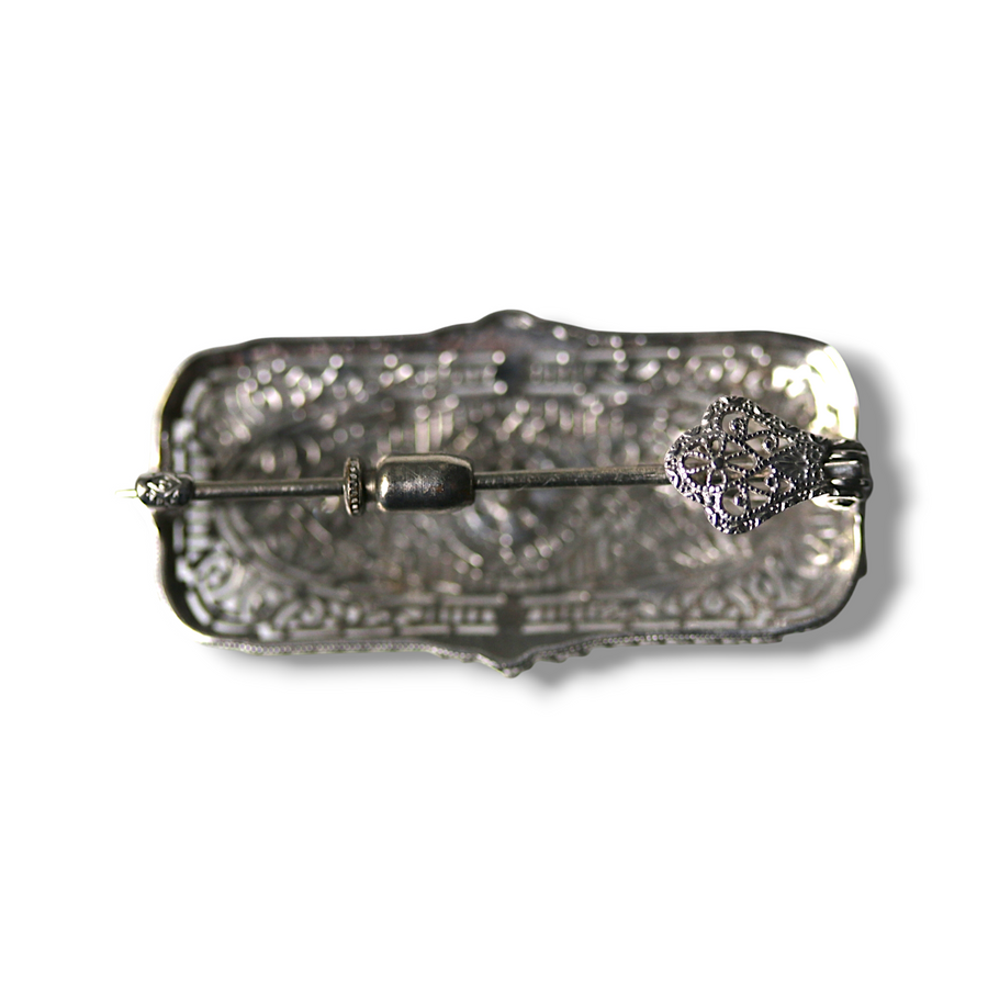 14ct White Gold & Platinum Diamond Brooch