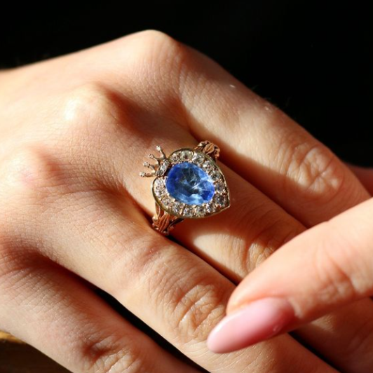 Victorian Sapphire Heart Ring