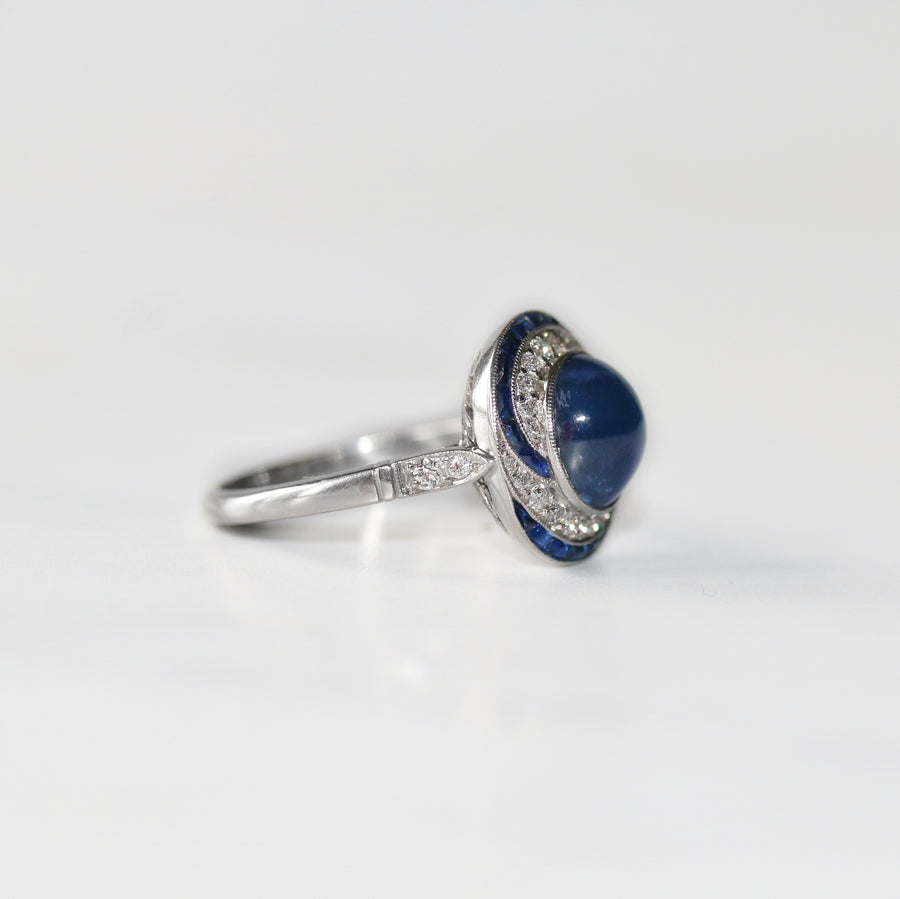 Platinum 3.70ct Sapphire & Diamond Spiral Ring