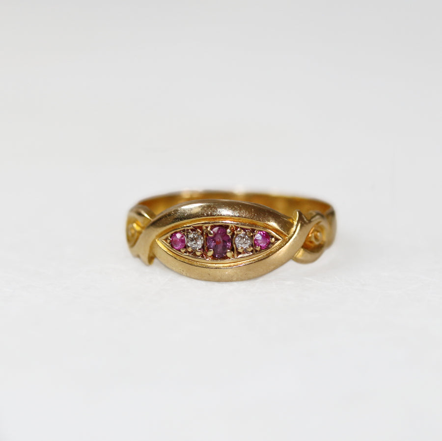 Chester 1900 18ct Yellow Gold Ruby & Diamond Ring