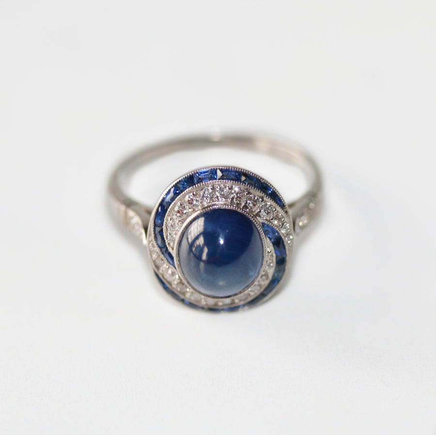 Platinum 3.70ct Sapphire & Diamond Spiral Ring