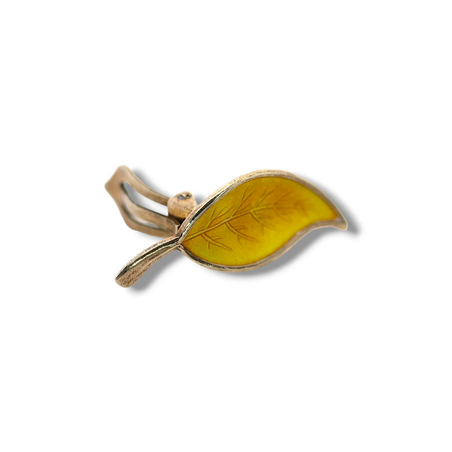 Yellow leaf earrings by Meka