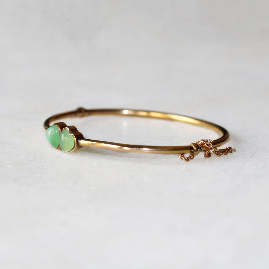 15ct Yellow Gold Chrysoprase Bangle