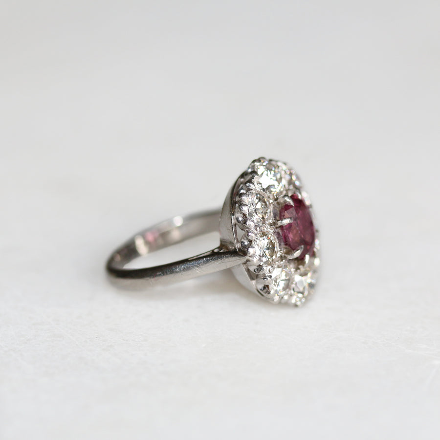 Platinum Ruby & Diamond Cluster Ring