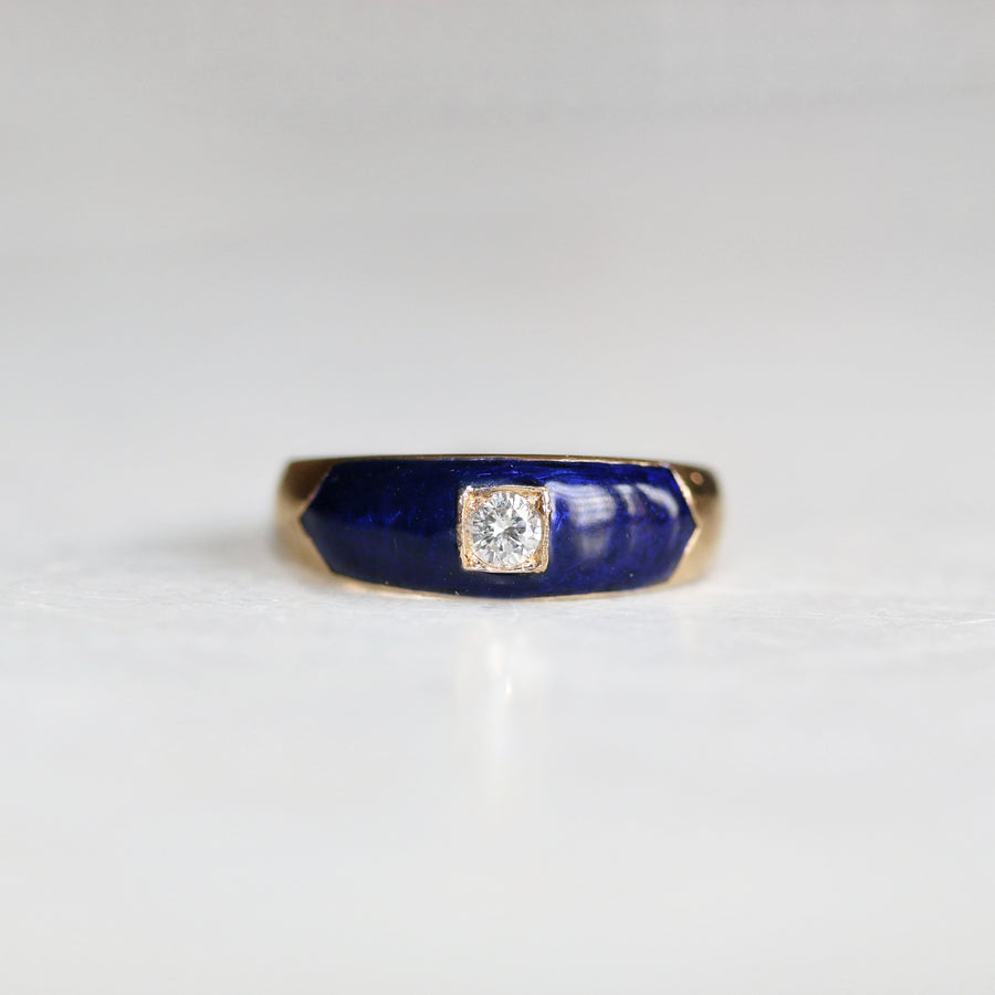 Chester 1900 Blue Enamel Diamond Set Ring
