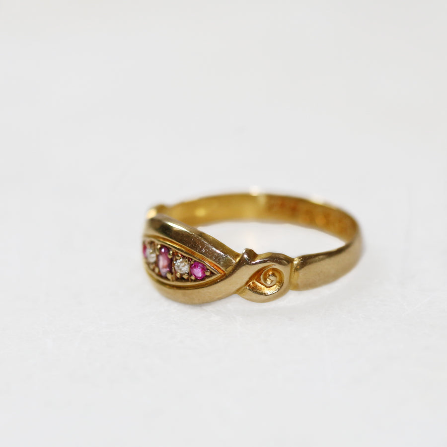 Chester 1900 18ct Yellow Gold Ruby & Diamond Ring