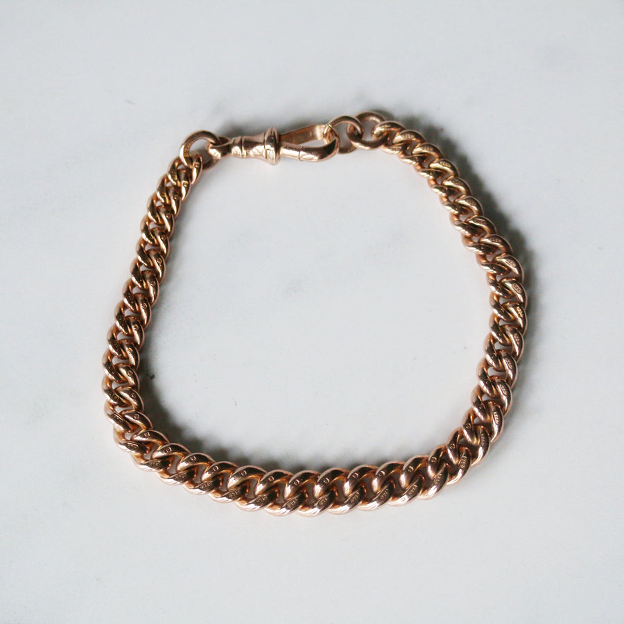 9ct Rose Gold Graduated Curb Bracelet