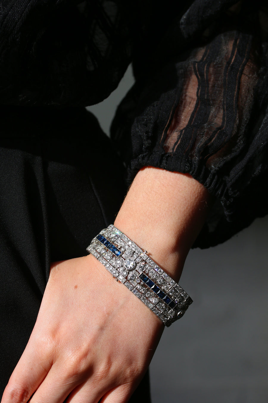 Art Deco Diamond & Sapphire Bracelet 21.01cts
