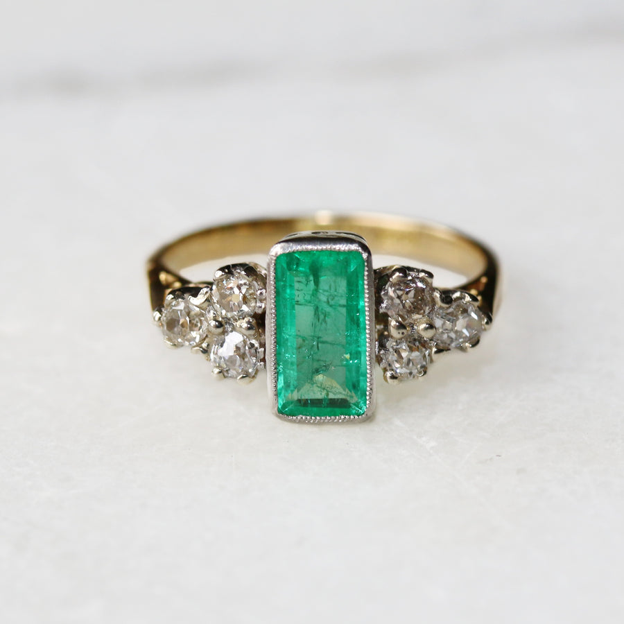 1920s Emerald and Diamond Dress Ring