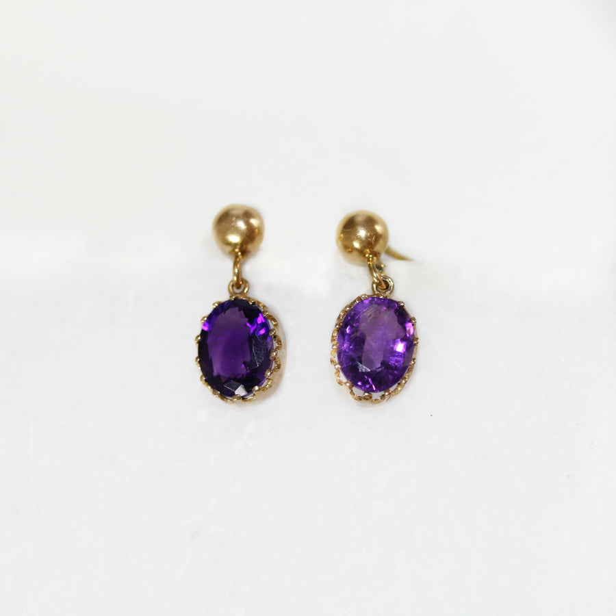 London 1977 Oval Amethyst Drop Earrings