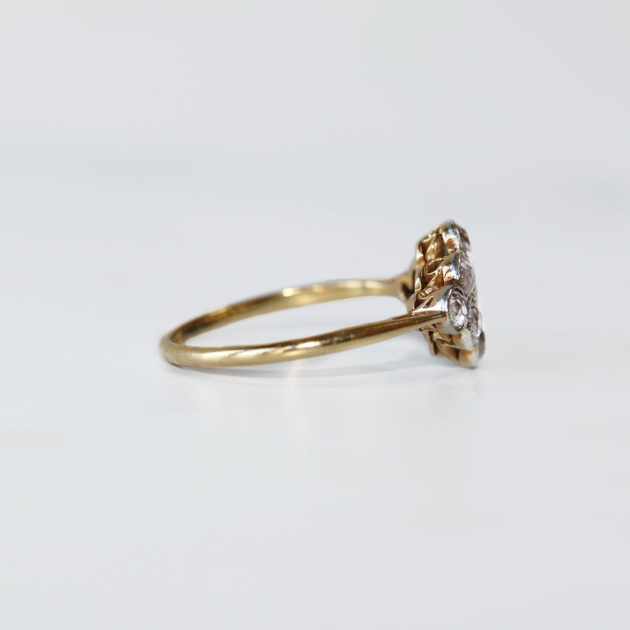 18ct Yellow Gold Old Cut Diamond Cluster Ring