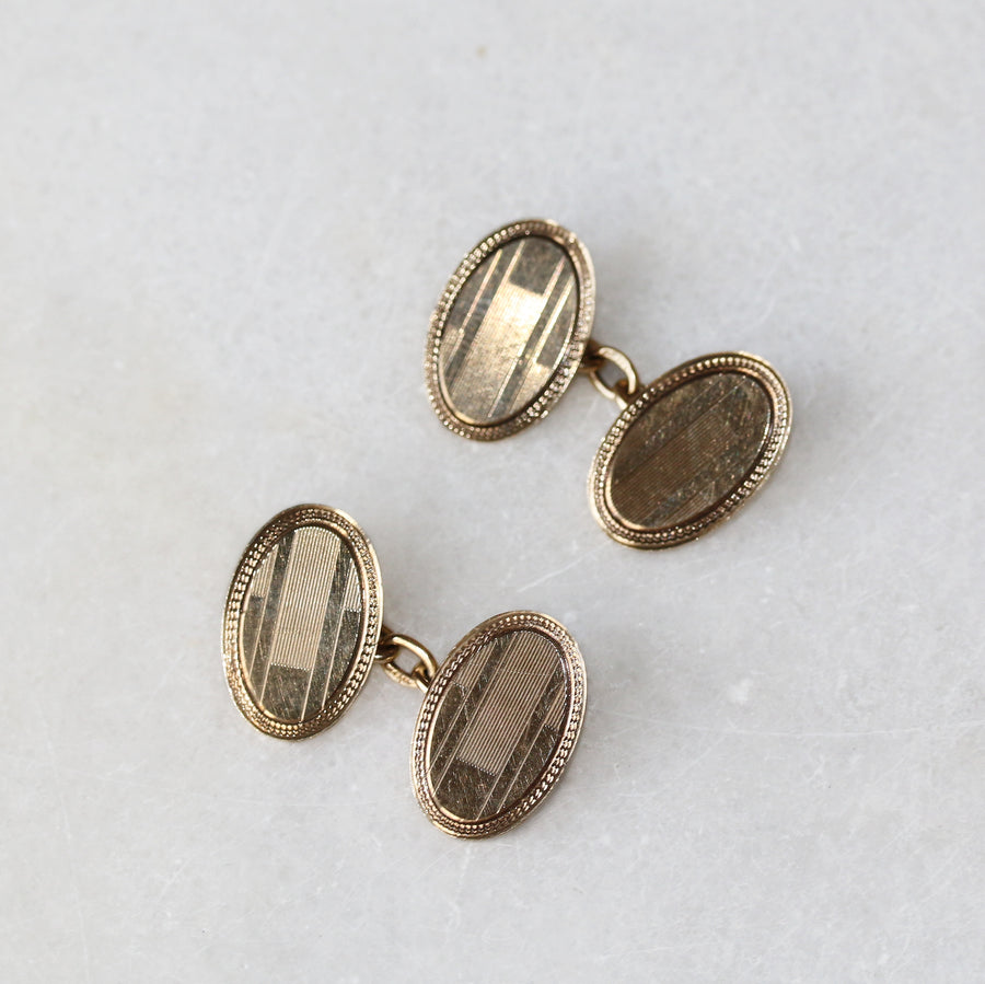 9ct Yellow Gold Oval Cufflinks
