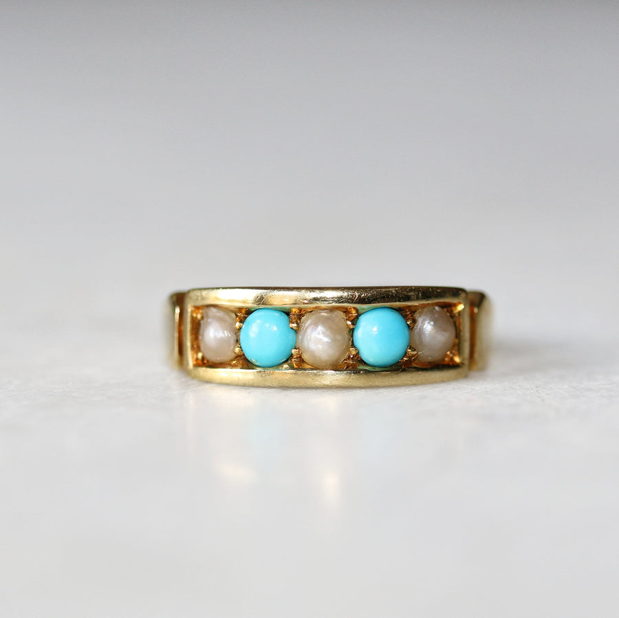 18ct Yellow Gold Turquoise & Pearl Dress Ring