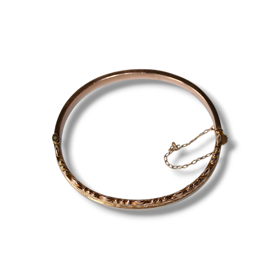 9ct Rose Gold Engraved Bangle