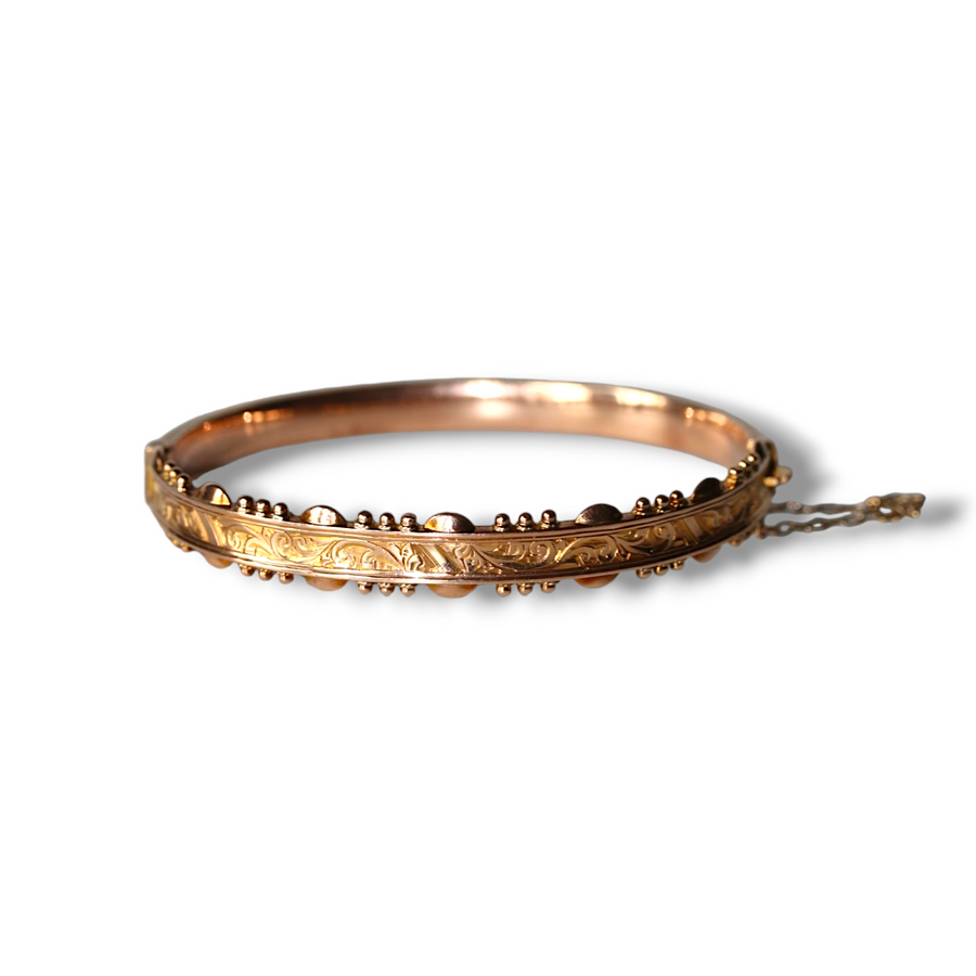9ct Rose Gold Engraved Bangle
