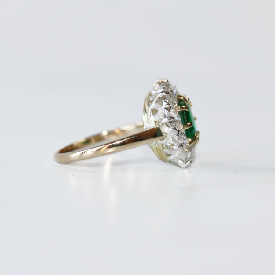 1.50ct Colombian Emerald and Diamond Cluster Ring