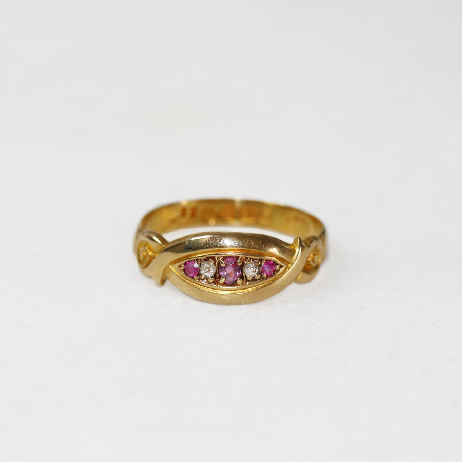 Chester 1900 18ct Yellow Gold Ruby & Diamond Ring
