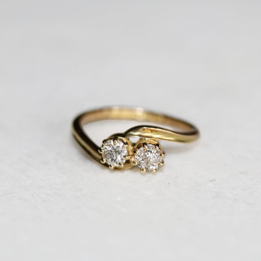 Antique Old Cut Diamond Toi Et Moi Ring