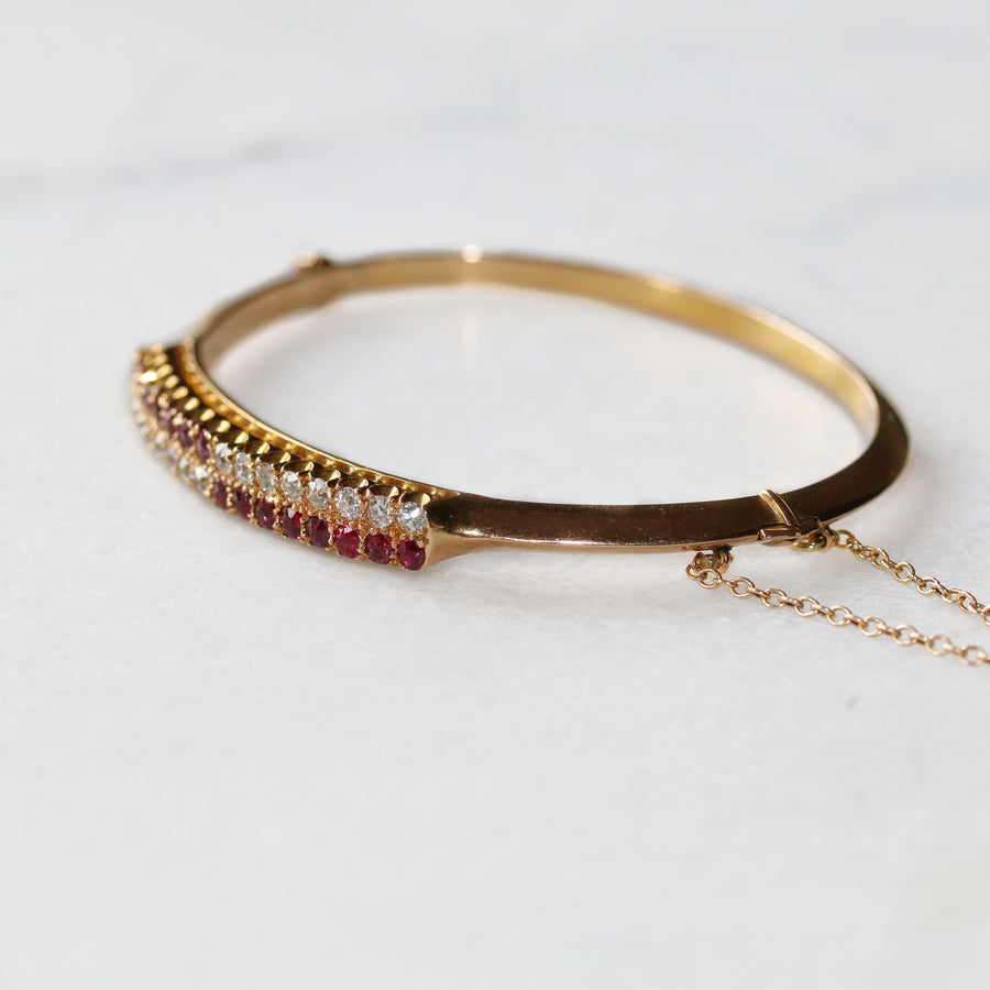 15ct  Gold Ruby & Diamond Bangle