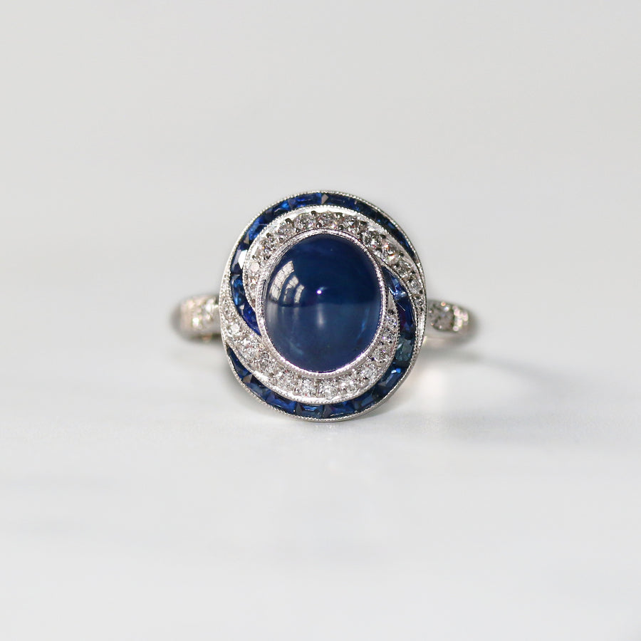 Platinum 3.70ct Sapphire & Diamond Spiral Ring