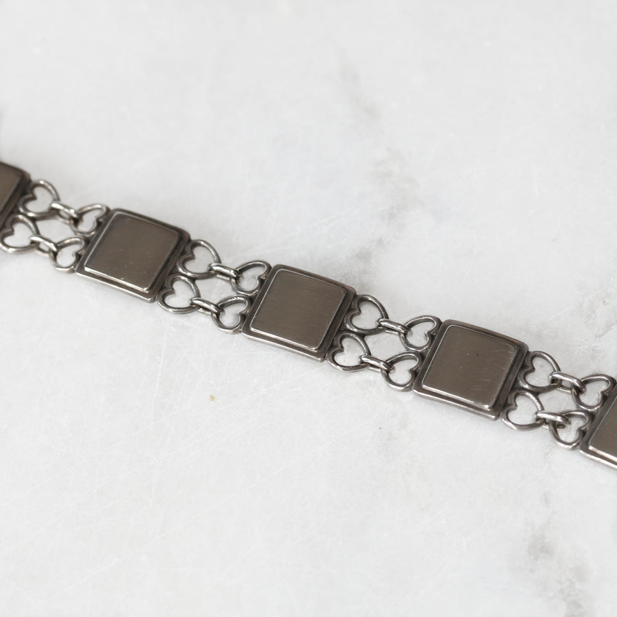 Georg Jensen Sterling Silver Heart Link Bracelet