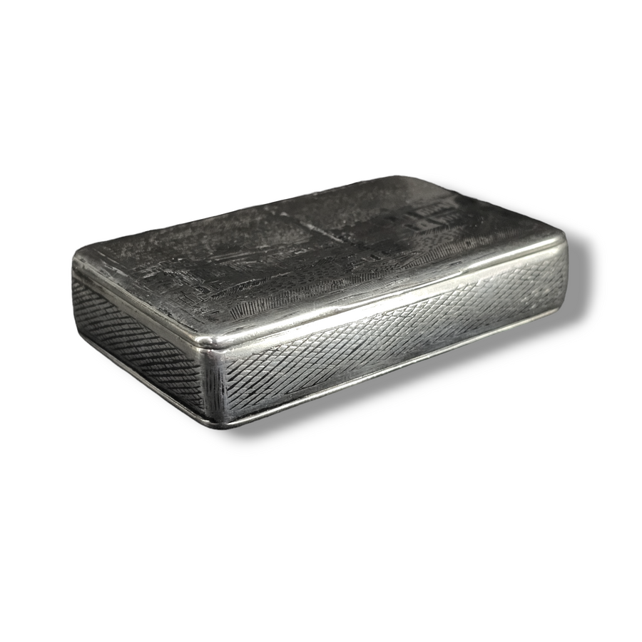 Russian Silver Niello City Scene Snuff Box