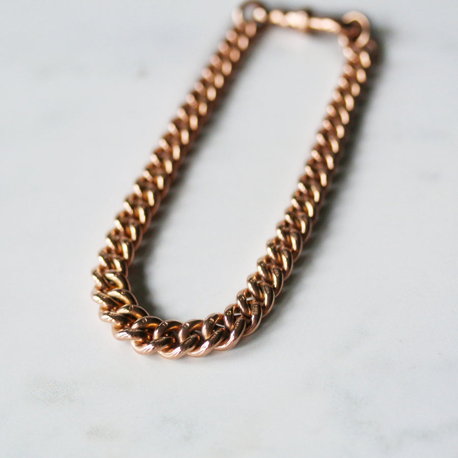 9ct Rose Gold Graduated Curb Bracelet
